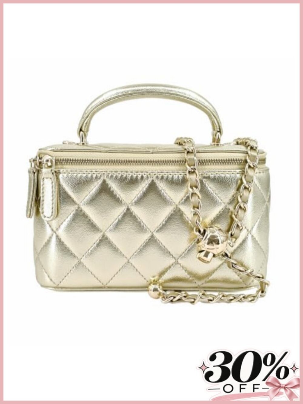 Quilted Lambskin Mini Vanity Purse Crossbody Bag with Chain Strap
